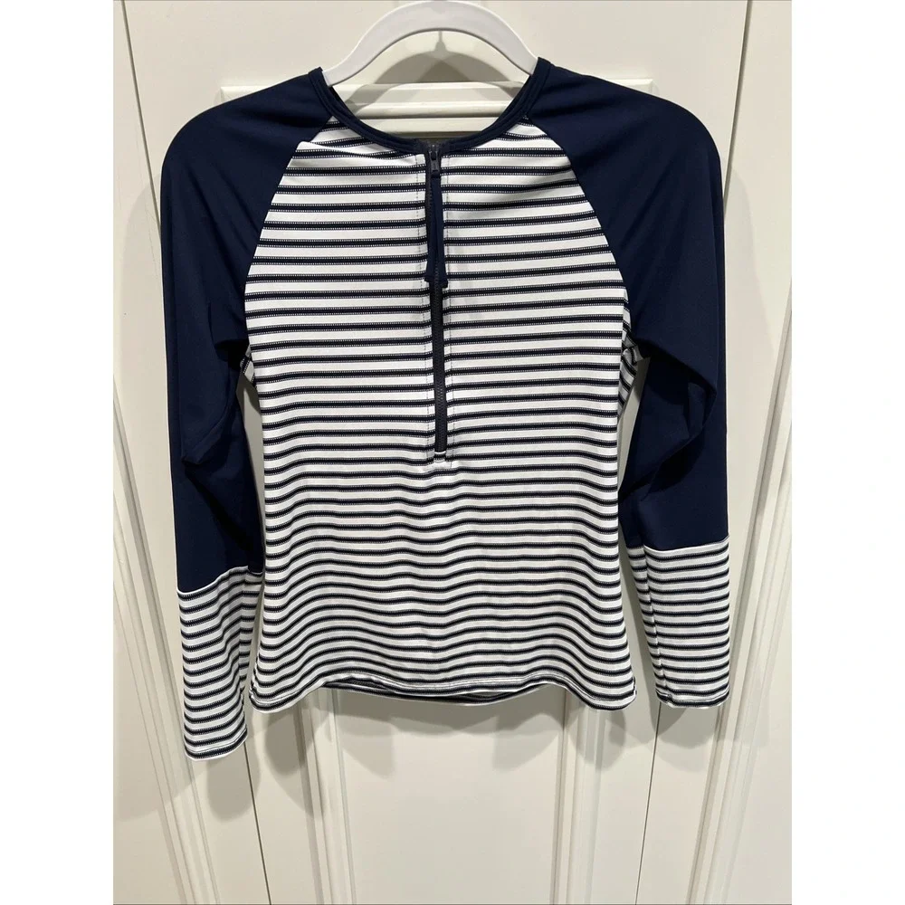 Carve Designs Kona 1/4 Zip Rash Guard Size Small Striped Beach Surf UPF 50